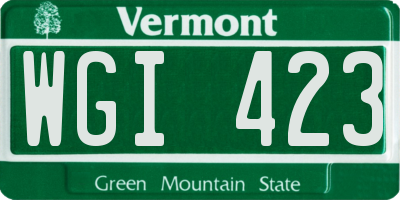 VT license plate WGI423