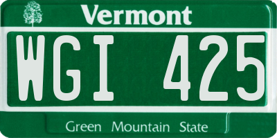 VT license plate WGI425