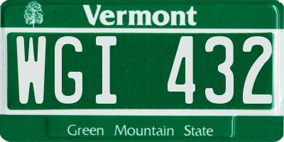 VT license plate WGI432