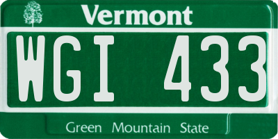 VT license plate WGI433