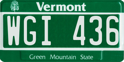 VT license plate WGI436