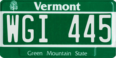 VT license plate WGI445
