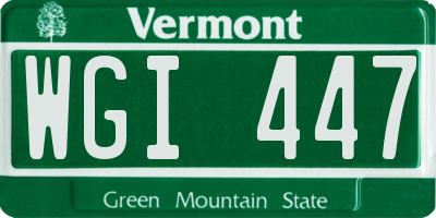 VT license plate WGI447