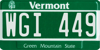 VT license plate WGI449