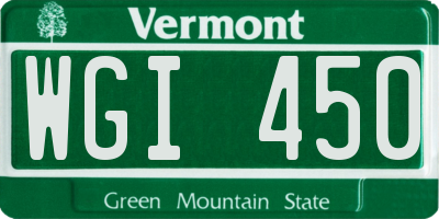 VT license plate WGI450