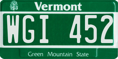VT license plate WGI452