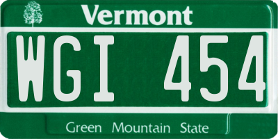 VT license plate WGI454