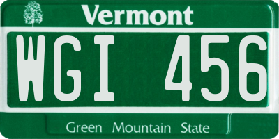 VT license plate WGI456