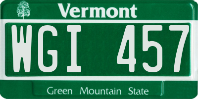 VT license plate WGI457