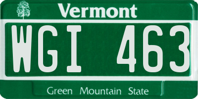 VT license plate WGI463