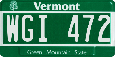 VT license plate WGI472