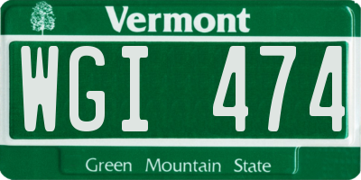 VT license plate WGI474