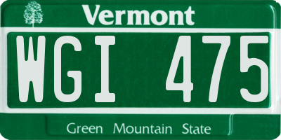 VT license plate WGI475