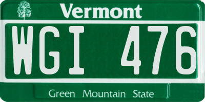 VT license plate WGI476