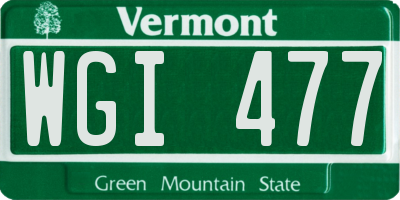 VT license plate WGI477