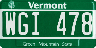 VT license plate WGI478