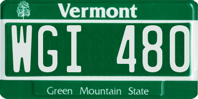 VT license plate WGI480