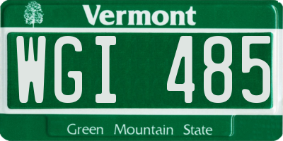VT license plate WGI485