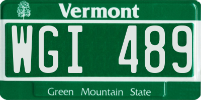 VT license plate WGI489