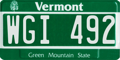 VT license plate WGI492