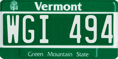 VT license plate WGI494