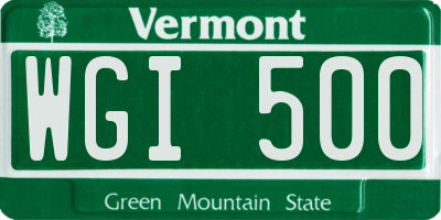 VT license plate WGI500