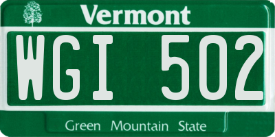 VT license plate WGI502