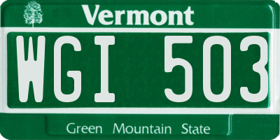VT license plate WGI503