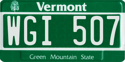 VT license plate WGI507