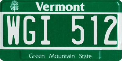 VT license plate WGI512