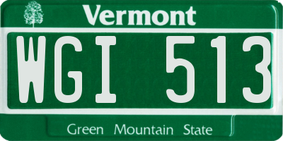 VT license plate WGI513