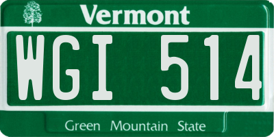 VT license plate WGI514