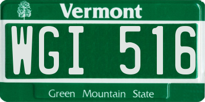 VT license plate WGI516