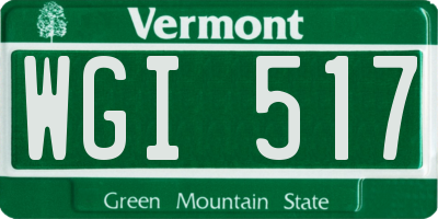VT license plate WGI517