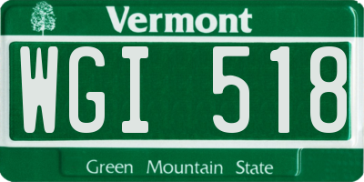 VT license plate WGI518