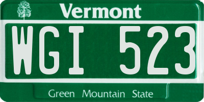 VT license plate WGI523