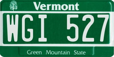 VT license plate WGI527