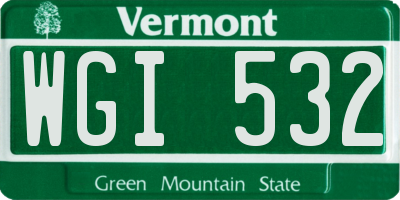 VT license plate WGI532