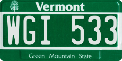 VT license plate WGI533