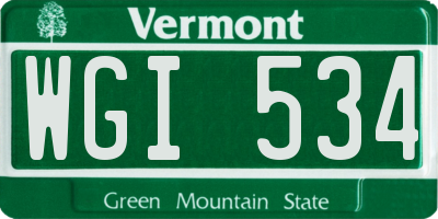VT license plate WGI534