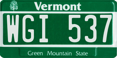 VT license plate WGI537