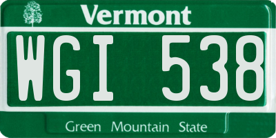 VT license plate WGI538
