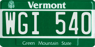 VT license plate WGI540