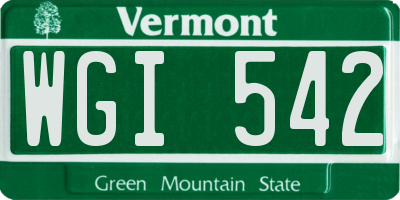 VT license plate WGI542