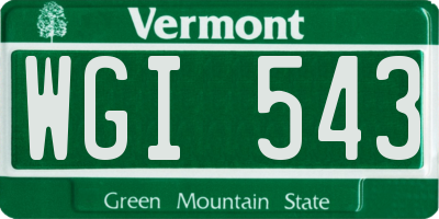 VT license plate WGI543
