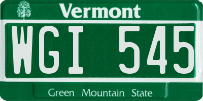 VT license plate WGI545