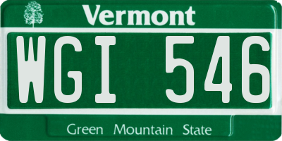 VT license plate WGI546