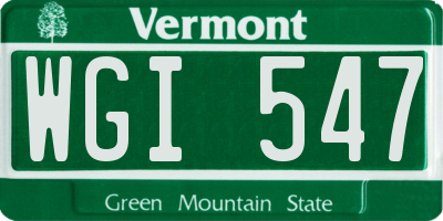 VT license plate WGI547
