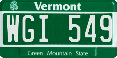 VT license plate WGI549