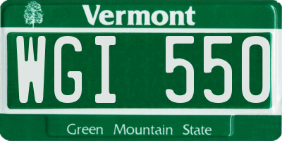 VT license plate WGI550